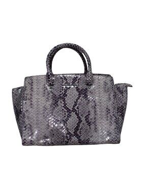 NWT Michael Kors Selma Large Satchel Genuine Leather DK Slate Snake Print